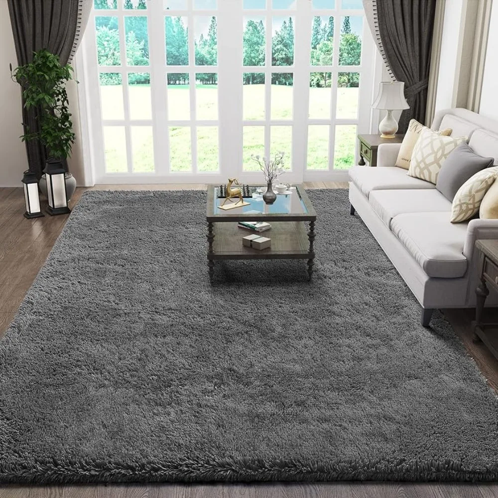 

Ophanie Living Room Rugs 5x8 Grey, Fluffy Shag Fuzzy Plush Soft Throw Area Rug, Gray Large Shaggy Floor Big Carpets for Bedroom