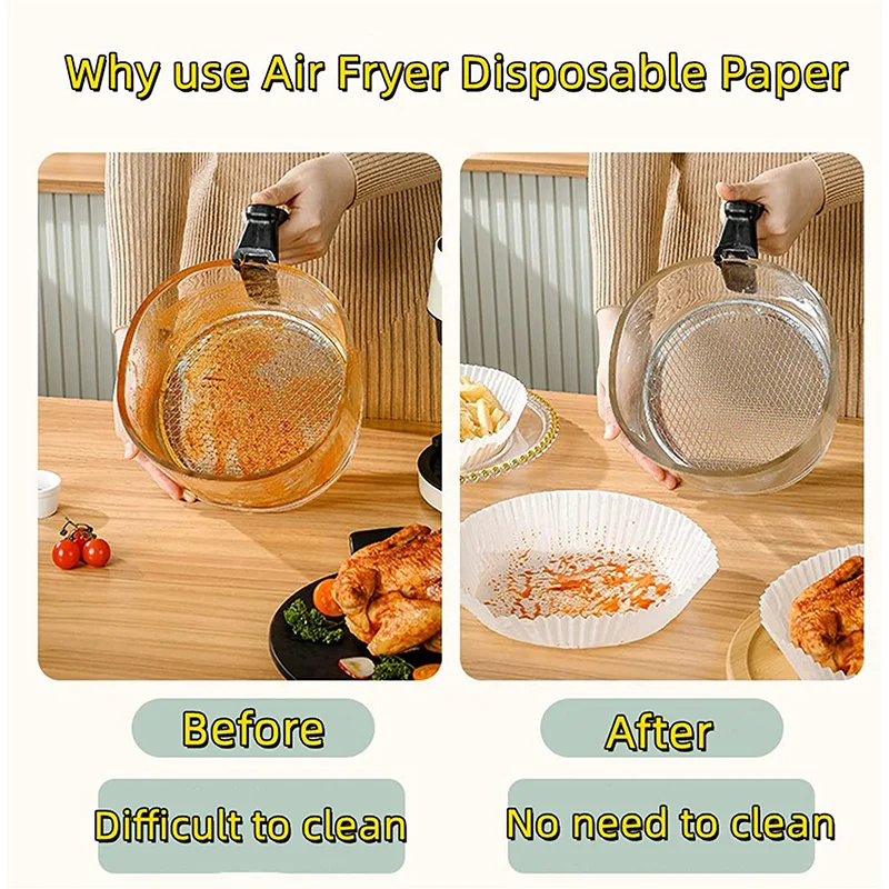Air Fryer Paper Disposable Air Fryer Liners Air Fryer Accessories Air Fryer Liners Oven Liner 100Pc Air Fryer Special Paper Air Fryer Disposable Paper Liner Non Stick Oven Mat Kitchen Pan Pad