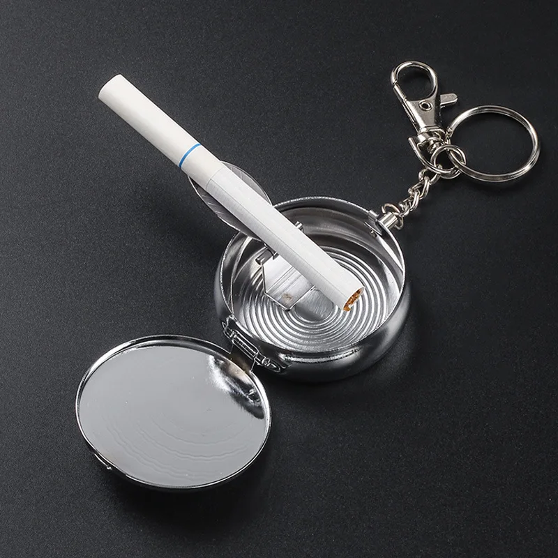 Portable and cigarettes ashtray pocket mini ash box with key chain for tobacco cigarettes