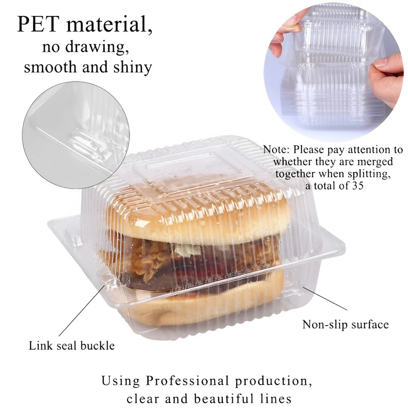 50/100Pcs Clear Cake Dessert Slice Boxes with Lids, Stackable Square Cupcake Containers... - SKU CCDB1521 - UGI Packaging