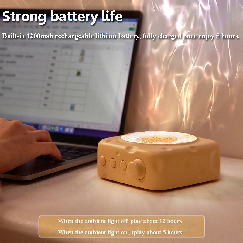 Portable Wave Projection Light Bluetooth Speaker RGB Atmosphere Light Hifi Audio System Wireless MP3 Music Player Birthday Gift