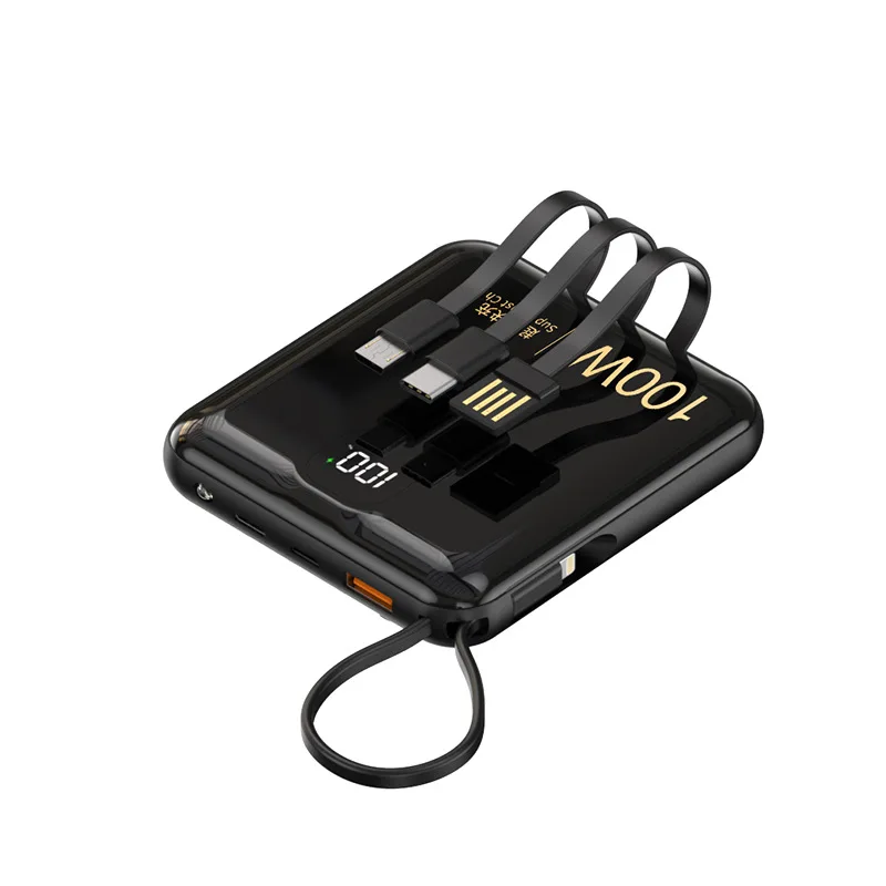 

Mini Power Bank 20000mAh 100W Fast Charging for Huawei P40 Powerbank Built in Cable for iPhone 14 13 12 Samsung Xiaomi Poverbank