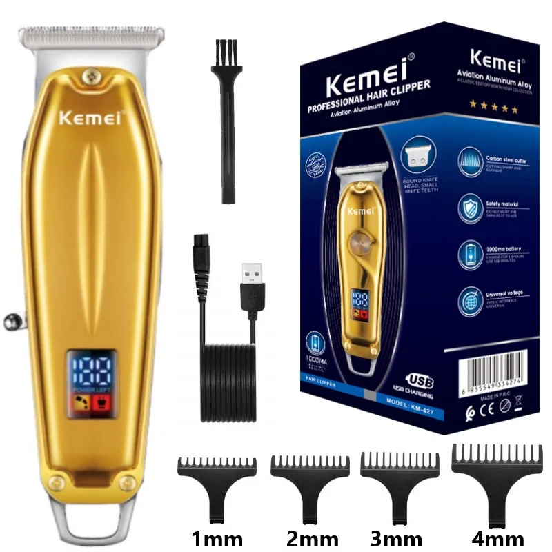 

Kemei USB Charging LED Digital Display Mens Shaver Mini Design Engraving Shear Razor hair clipper trimmer for men KM-426