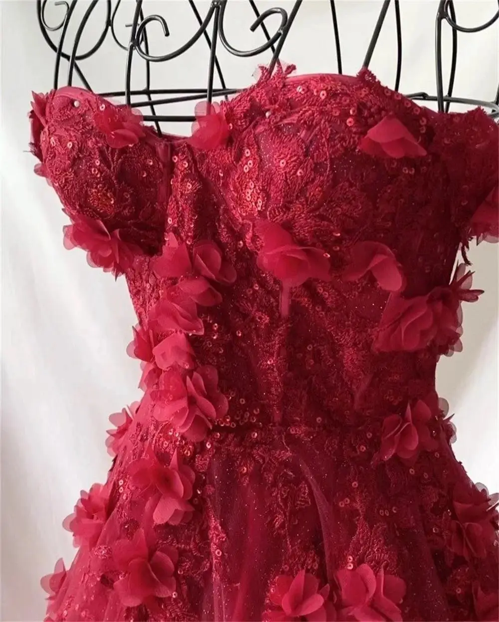 Fioletowy tiul damska kochanie księżniczka suknie balowe 3D naklejka suknie wieczorowe linia wesele formalna plaża moda Celebrity