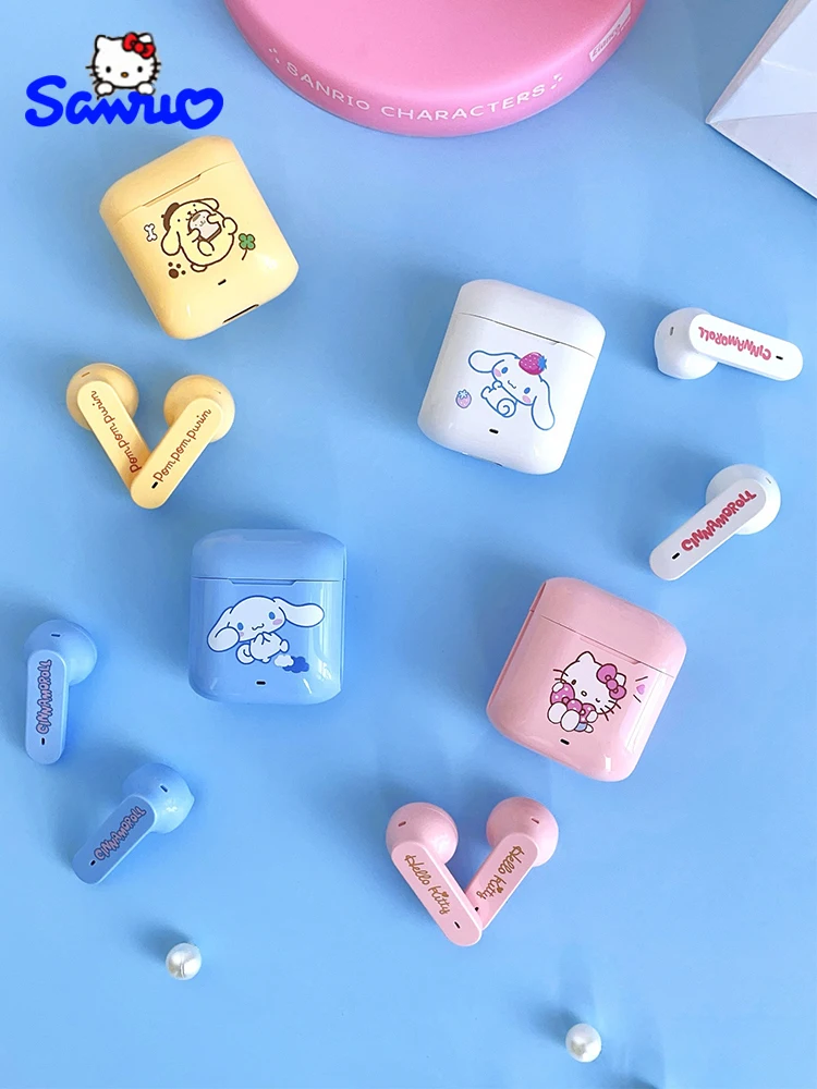 

Sanrio Mini Bluetooth Earphones Cinnamoroll TWS Wireless Headset Hello Kitty Sport Noise Reduction Game Headphones Woman Gifts