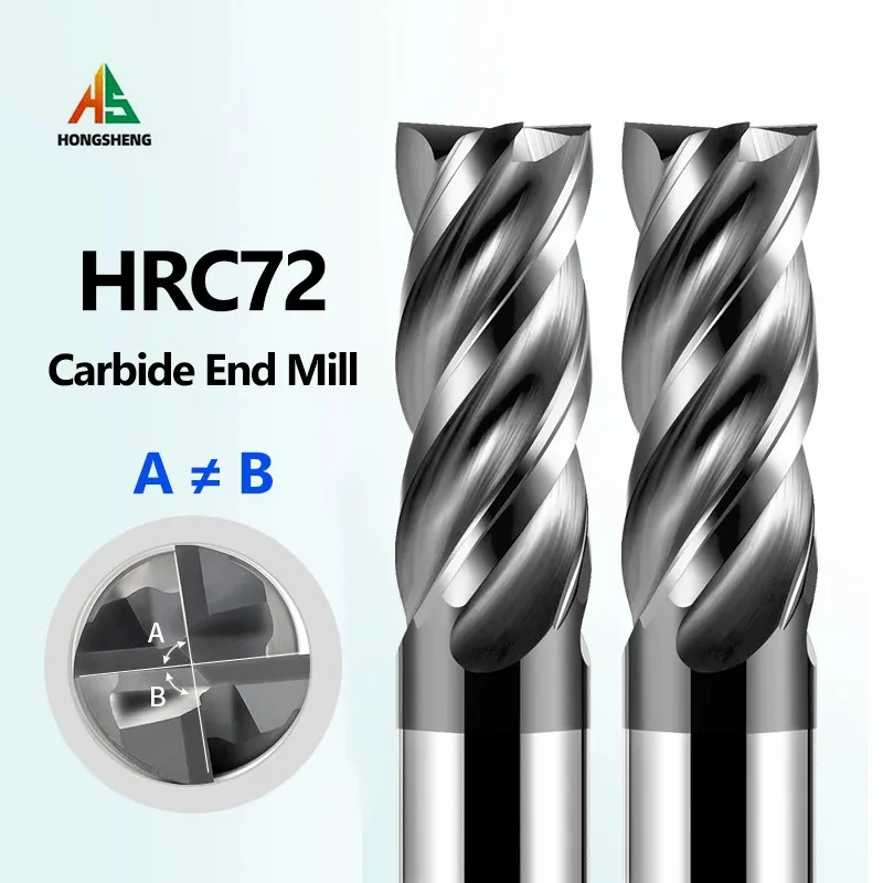 Carbide End Mill HRC70 1 2 4 5 6 8 10 12 4Flutes Milling Cutter Tungsten Steel Cutting CNC Metal Steel Machining Tool Router Bit carbide end mill