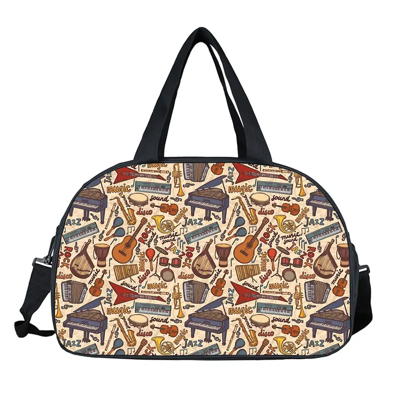 Musical Drum kit Piano Saxophone Travel Totes Bag Rock Women Handbag