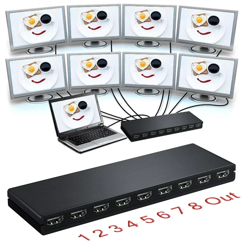 4K 1x8 HDMI Splitter 1 in 8 Out HDMI Video Distributor Converter Multi Screen Display for PS4 Xbox Camera Laptop To TV Monitor hdmi splitter