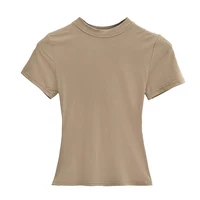 2025 New High Quality Casual T shirt Sexy Slim Short Sleeves Fashion Trend Solid Women Clothing y2k Tops 2