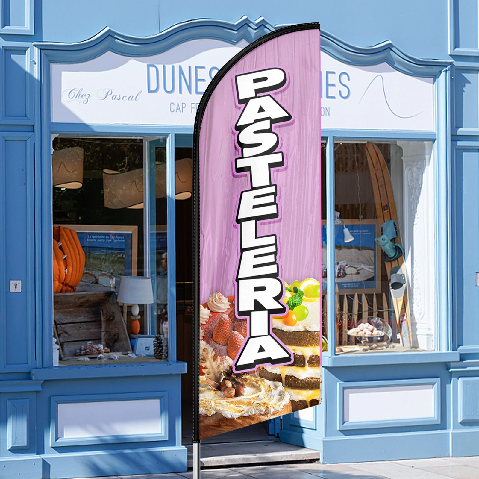 

Pasteleria Advertising Promotional Food Flying Banner Feather Flag Sign Decoration 8.2Ft✖2.1Ft with Pole Kit and Ground Stake