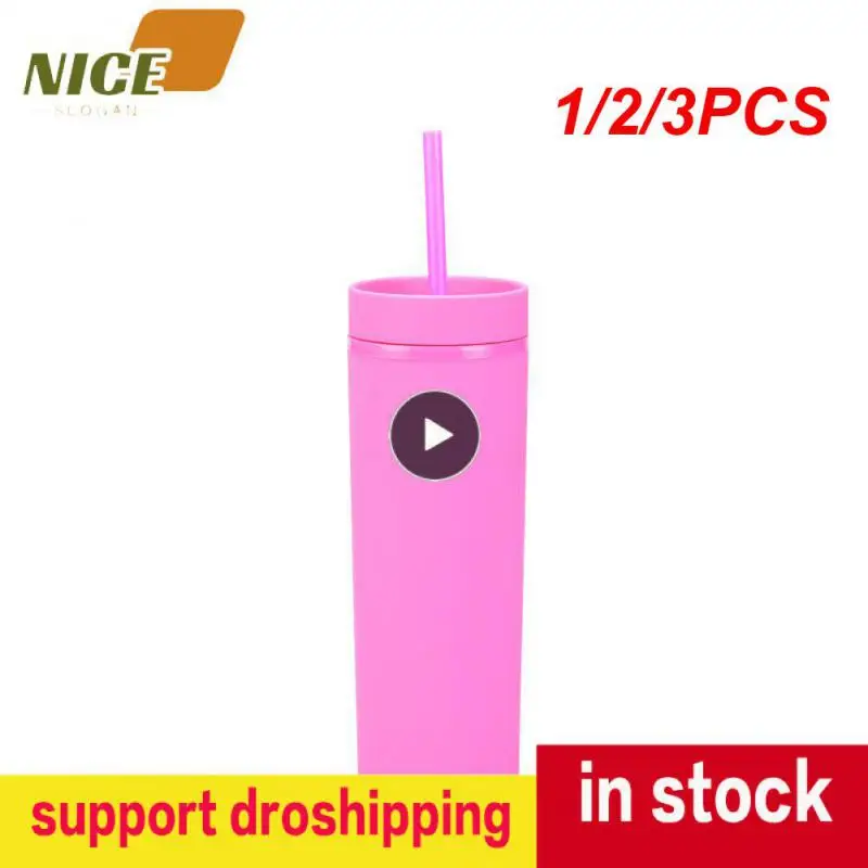 

1/2/3PCS Personalized Slim Skinny Tumblers 16oz Matte Acrylic Water Bottle With Lid Straw Hen Party Bridesmaid Gifts Double Wall