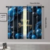 2pcs, Popular Curtains 2D print Happy Birthday Blue & Black Fabric (without rod) Decorations Clearance Perfect for Kitchen 3