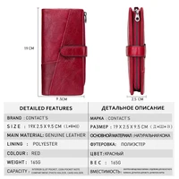 CONTACT'S 100% Genuine Leather Wallet Women Long Coin Purse Clutch Bag Name Engraving Card Holder Money Clip Handbag Men's Purse - Image 4