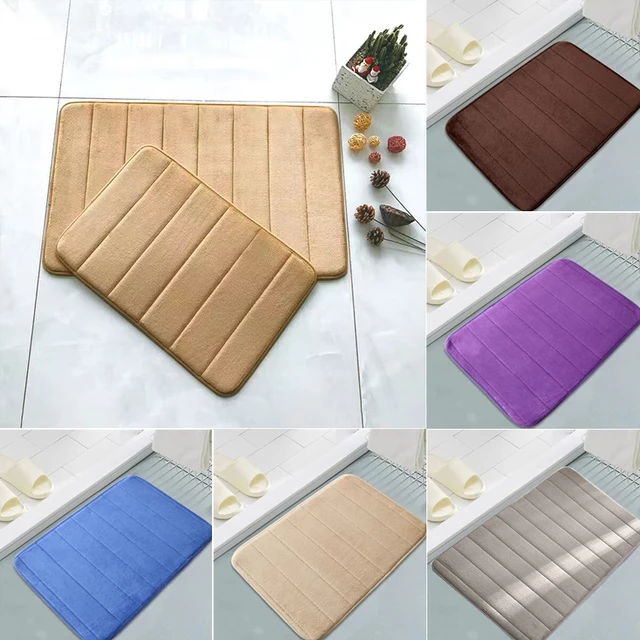 Home Bath Mat Coral Fleece Bathroom Carpet Water Absorption Non-slip Memory  Foam Absorbent Washable Rug Toilet Floor Mat