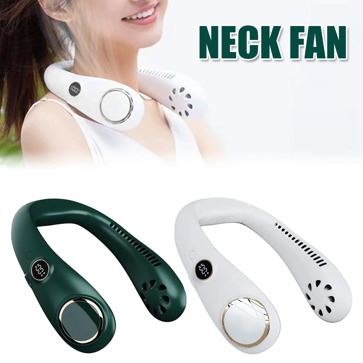 

Портативный мини-кулер на шею, с дисплеем мощности, 3000 мАч