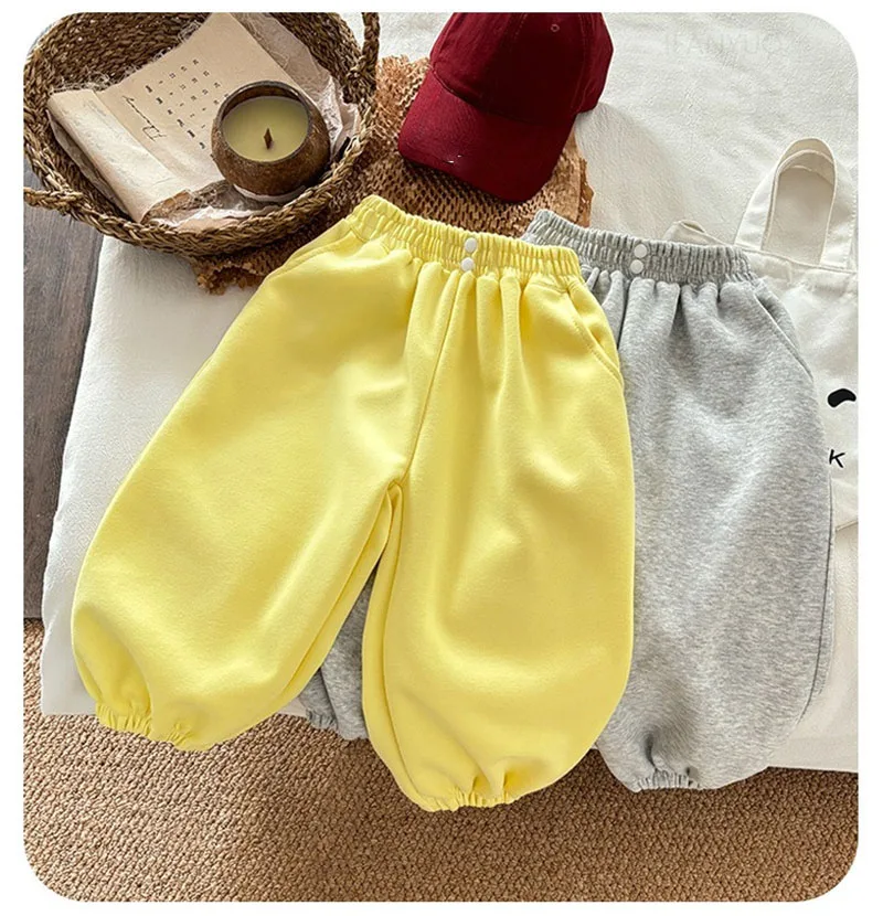 New Children Pants Spring Autumn Casual Sports Trousers Boys Girls Korean Solid Color Fashion Versatile Kids Baby Clothing Pants