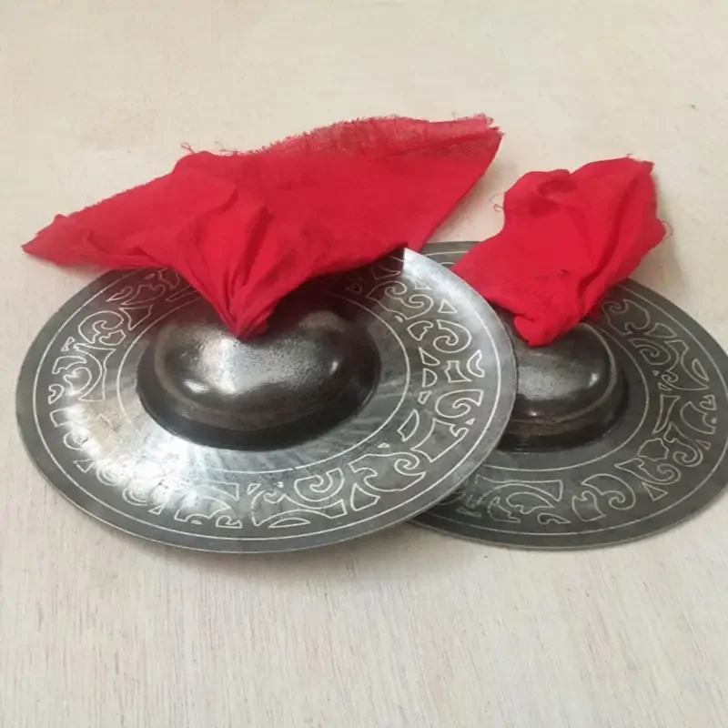 Chinese Traditional Handmade Carved Bronze Cymbals Folk Instrument Stage Performance Percussion
