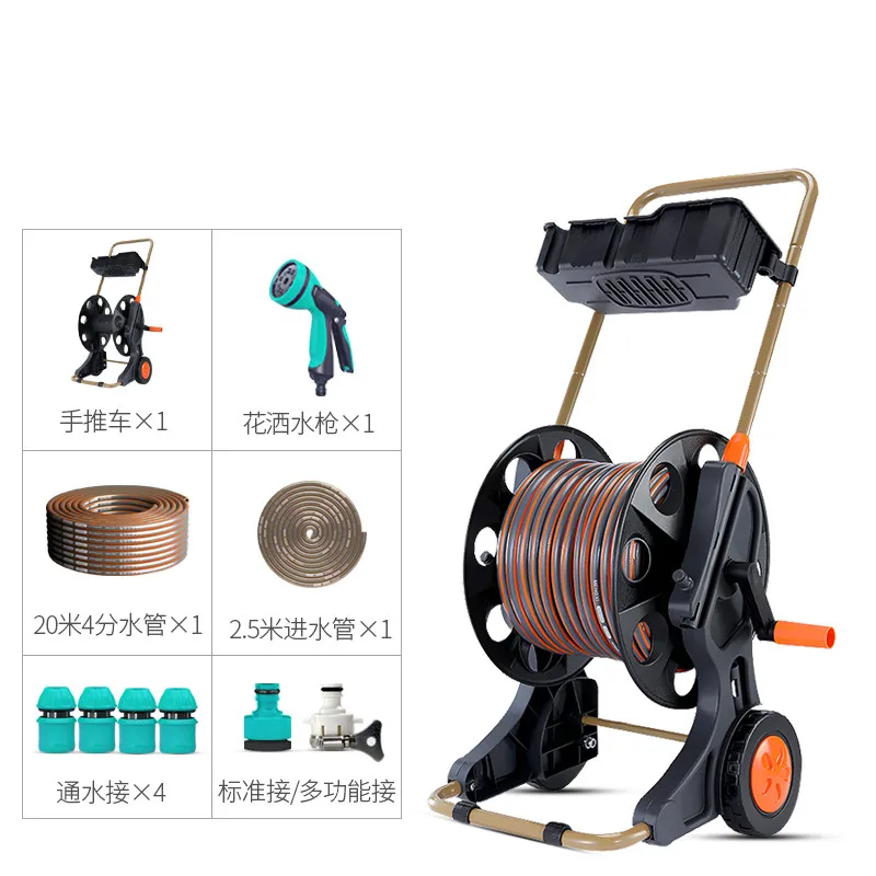 10/15/20M Portable Hand-push Hose Reel Cart 4S Shop Car Wash Garden  Irrigation System Holder High Pressure Water Pipe and Rack - AliExpress