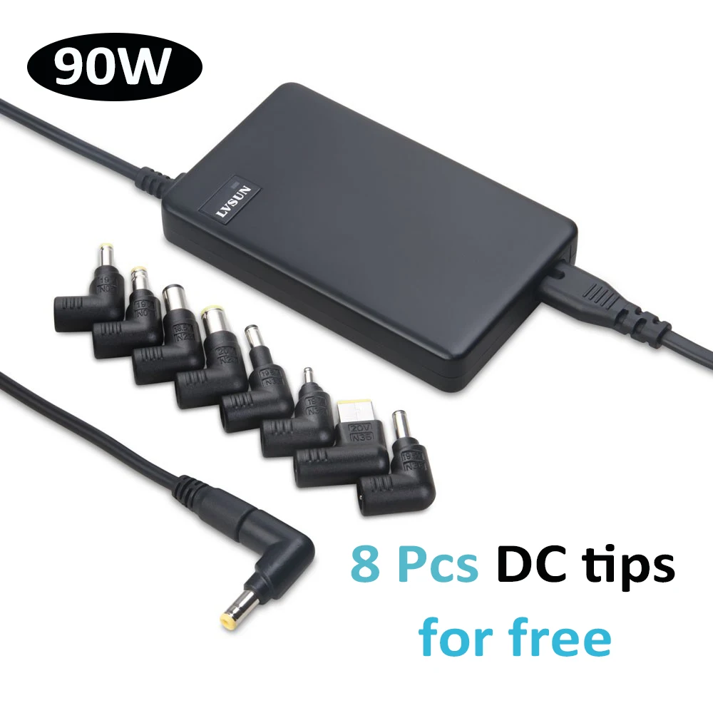 For Dell Adapter 90W Portable Free 8pcs DC Tips Laptop Charger For Dell inspiron5555/3458/15-3558/15-5558/15-5559/14-3459/13-73
