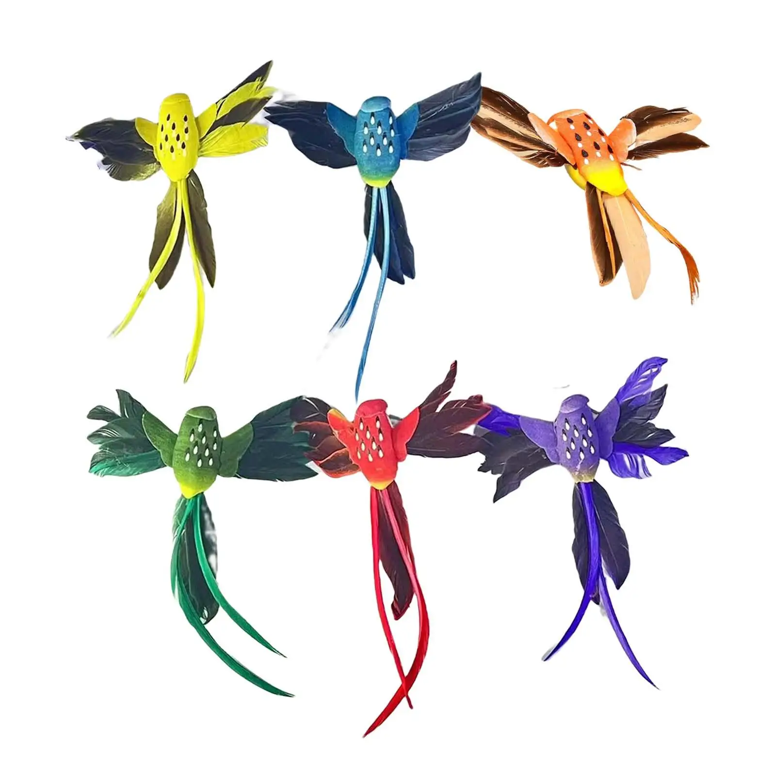 Artificial Feather Bird Decoration 6 Pieces Creative Lifelike Feathered Hummingbird Zoo Birds Figure Model Artificial Birds For Home Outdoor Patio Porch Lawn