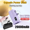 Mini 10000mAh Power Bank Built Cable Portable Mobile Phone Charger External Battery Capsule Powerbank for  IPhone Samsung Xiaomi 1