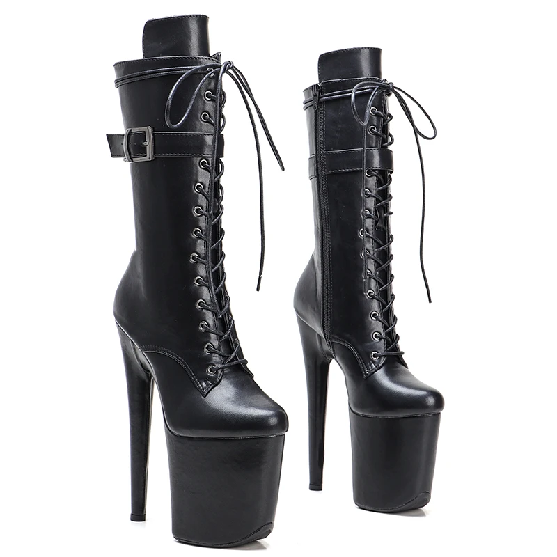 

Leecabe 20CM/8Inch matte upper Plus Size Pole Dancing Lace Up Ankle Boots Thin Heels Sexy Fetish Women Shoe platform boot 4B