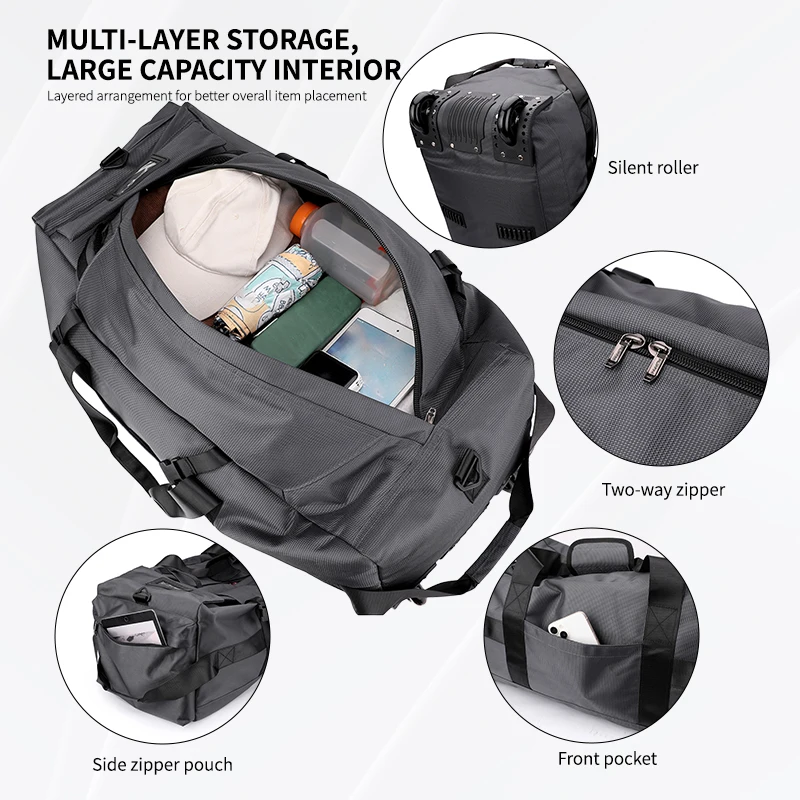 Travel Bag, Large Capacity Handbag, Portable Outdoor Carry-On Luggage, Wheeled Travel Bag, Convenient and Practical Unisex Travel Bag - 6