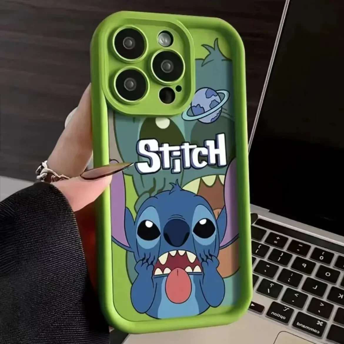 thumbnail image 1 of Funda de silicona de Disney Stitch para iPhone, carcasa suave a prueba de golpes para modelos 14, 11, 12, 13, 15 Pro Max, X, XR, XS Max, 8, 7, 15 Plus, SE 2020, 1 of 5