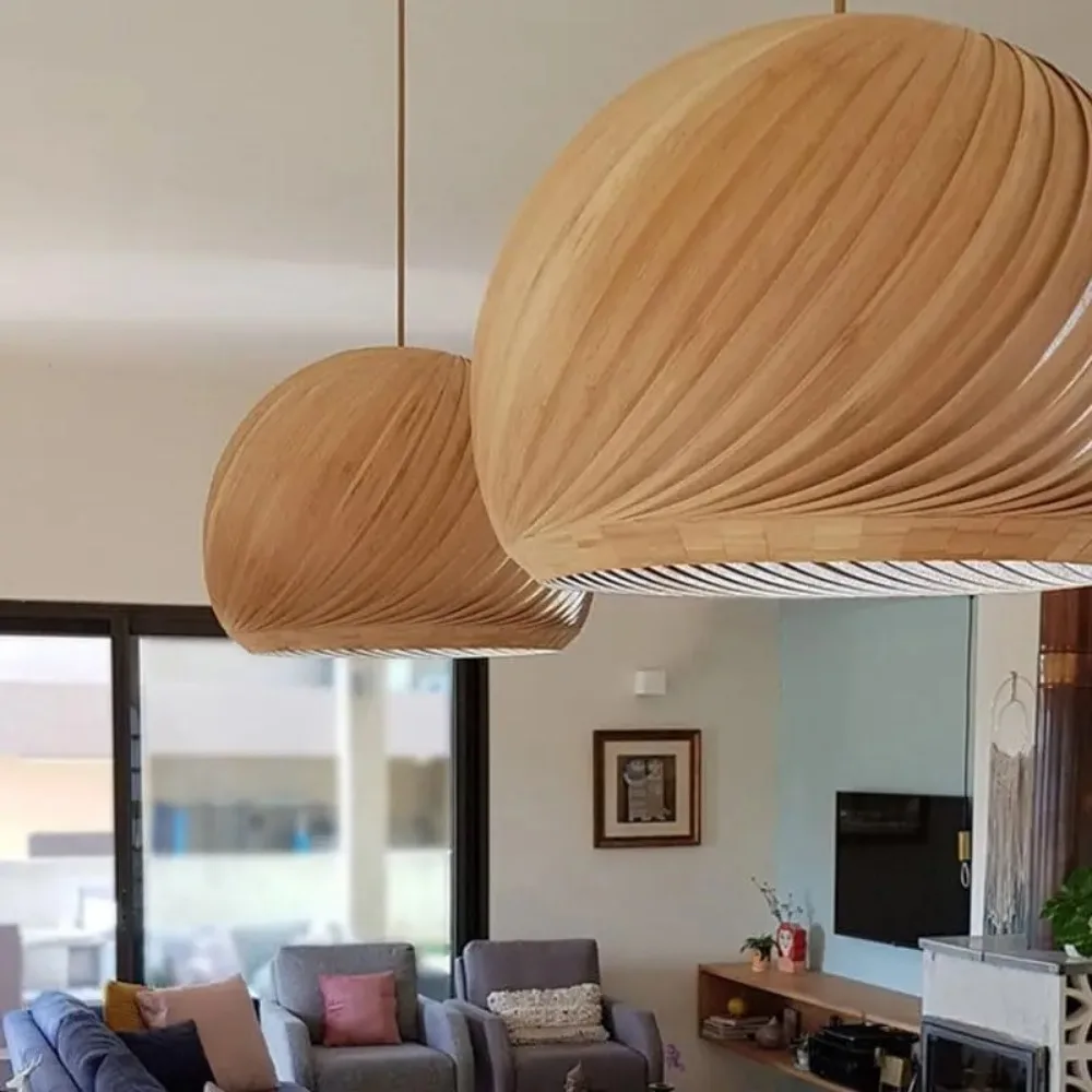 30cm Wabi Sabi Pendant Lights Rustic Wood Light Fixtures E27 Decor Farmhouse Pendant Light Indoor Hanging Dining Room Lights