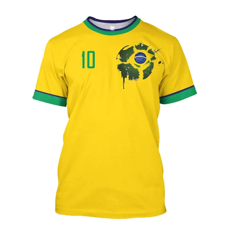 Semplici magliette da calcio brasiliano moda estiva manica corta 3D bandiera brasiliana stampata magliette sportive casual top abbigliamento da uomo - immagine 3