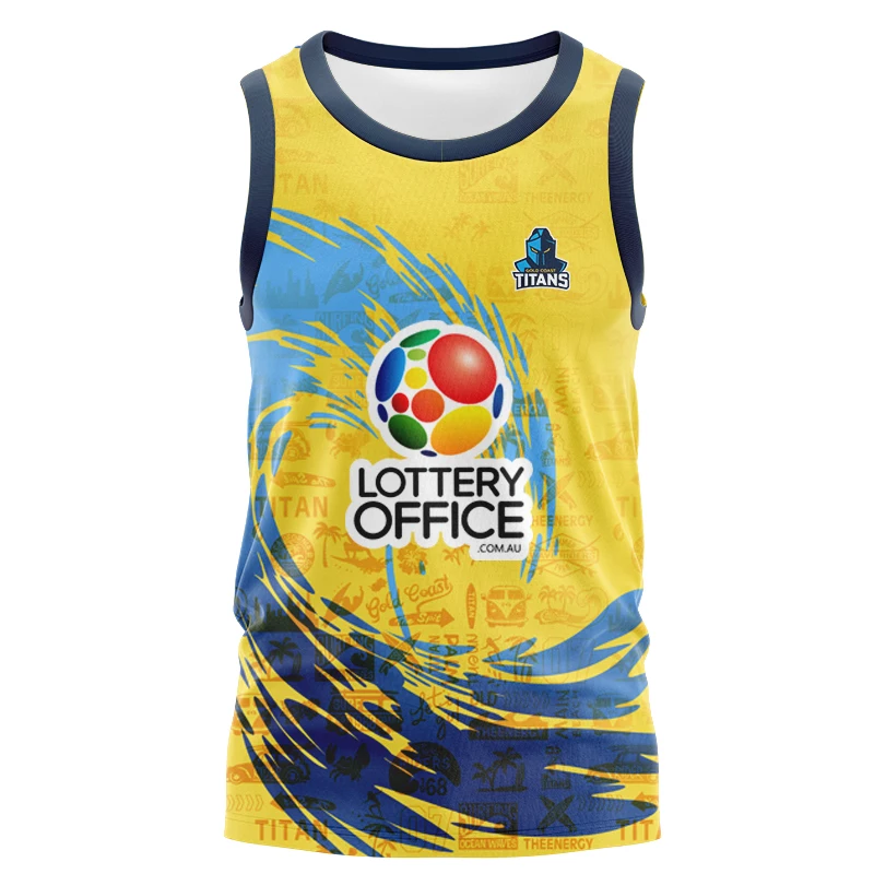 thumbnail image 1 of Kits indígenas para hombres Gold Coast Titan 2024/Legion/Local y visitante Kits de rugby múltiples de alta calidad Camiseta sin mangas de alta calidad, 1 of 5