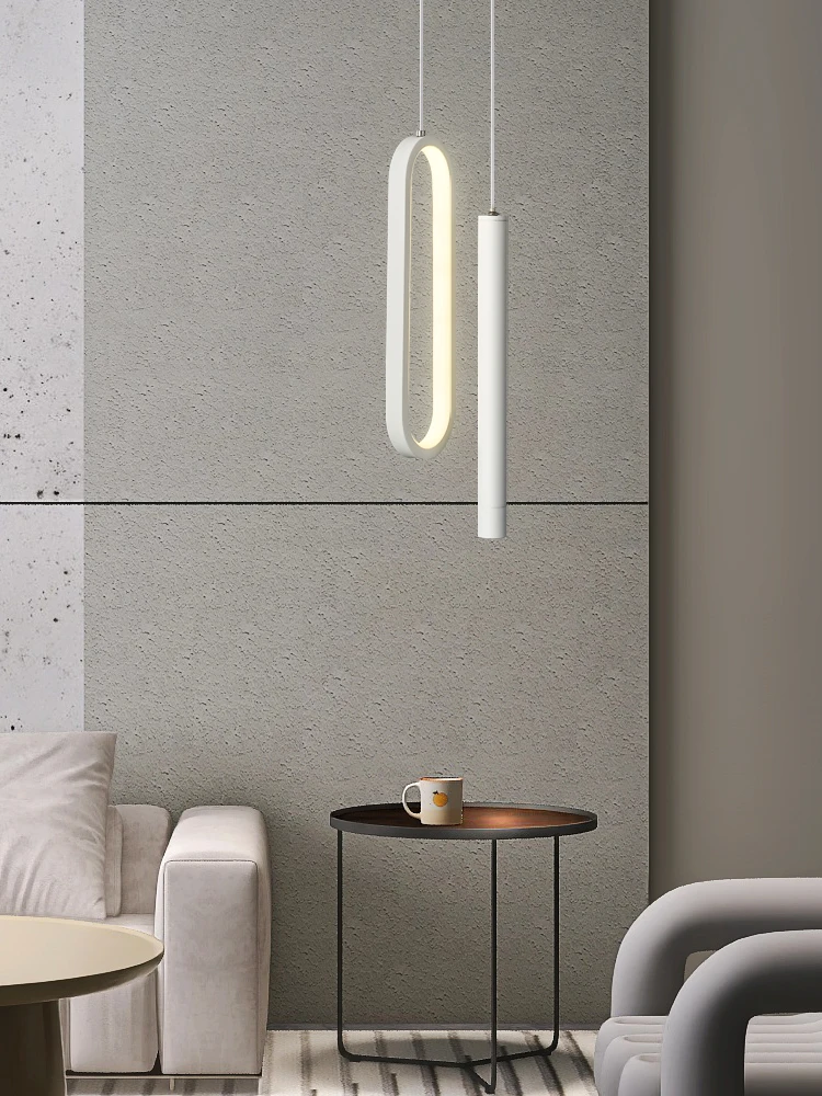 북유럽 광택 미니멀리스트 LED 샹들리에 펜던트 조명, 거실 침실 침대 옆 긴 라인 조명, 서스펜션 조명기구, 가정용 램프