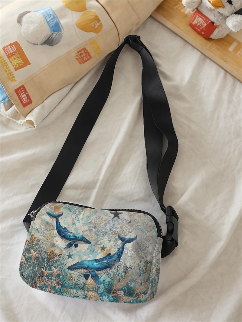 1pc,Whale pattern fashion adjustable crossbody bag, neutral sports waist bag, suitable for running