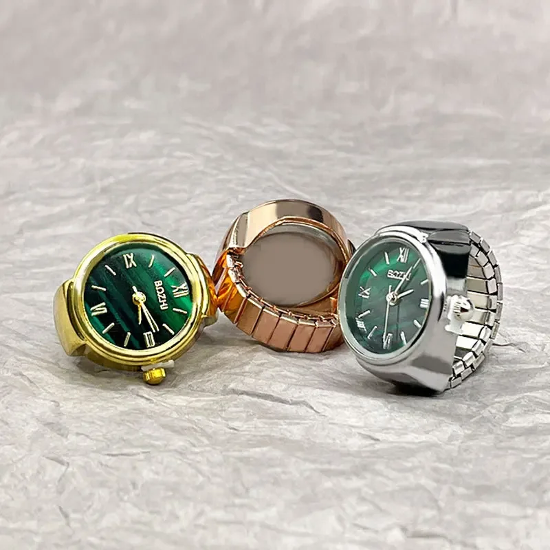 Finger watch ring Creative Movement Fashion Accessories Vintage Alloy Shell Quartz Watch Men Jewelry Women Gift