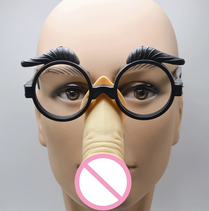 Novelty Long Nose Party Glasses Funny Halloween Decoration Props Mask Bachelorette Party Decoration Supplies Penis Glasses