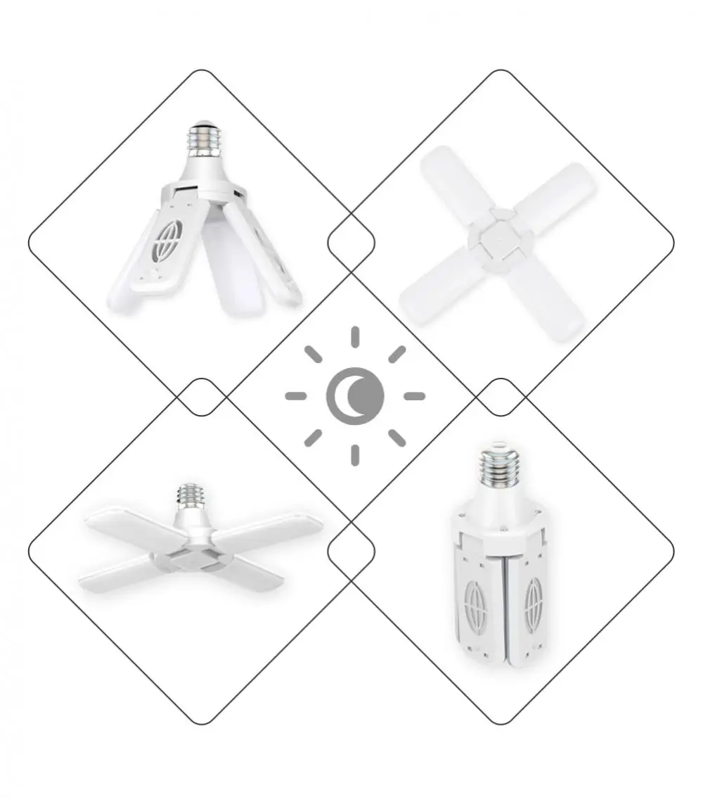 Description Picture 6 of itemE27 Fan Foldable 28W LED Bulb AC220V/110V 40 Bulb Deformation for Home Ceiling Lights Warehouse and Garage White Light6500K Bulb