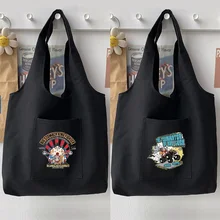 

Woman Bag Shopping Bag Handbag Commuter Canvas Shoulder Bag Casual Anime Fire Fox Mask Pattern Printing Lady Vest Bag Tote Bag