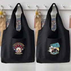 Woman Bag Shopping Bag Handbag Commuter Canvas Shoulder Bag Casual Anime Fire Fox Mask Pattern Printing Lady Vest Bag Tote Bag