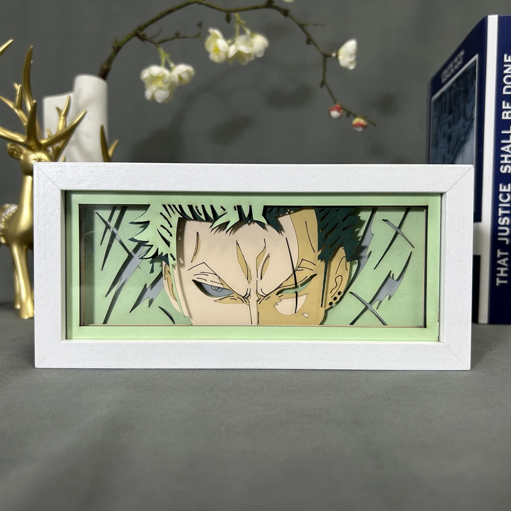 RoronoaZoro3DAnimeLEDLightBoxONEPIECEActionFigureToysPaper