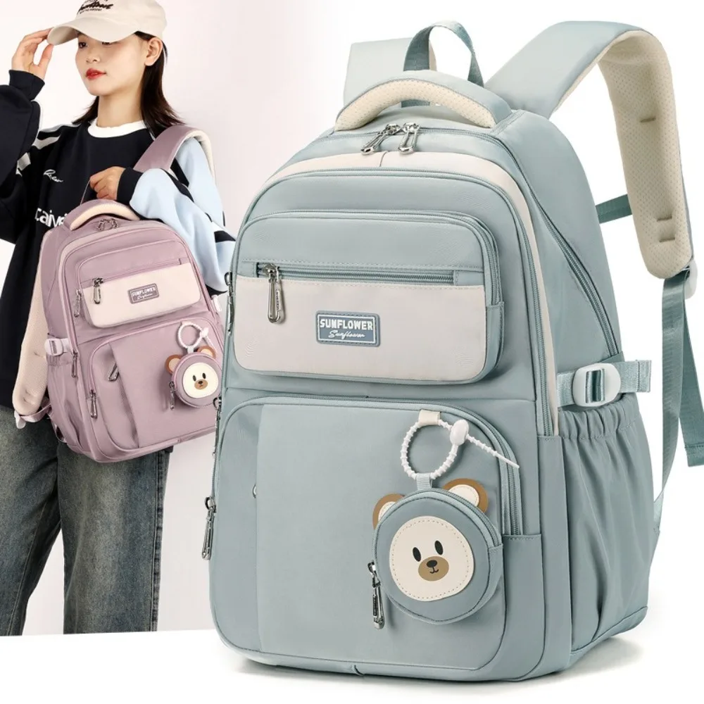 New Large Capacity School Bags Lightweight with Pendant Students Backpack Oxford Cloth Waterproof Rucksack Bagpack Students 5