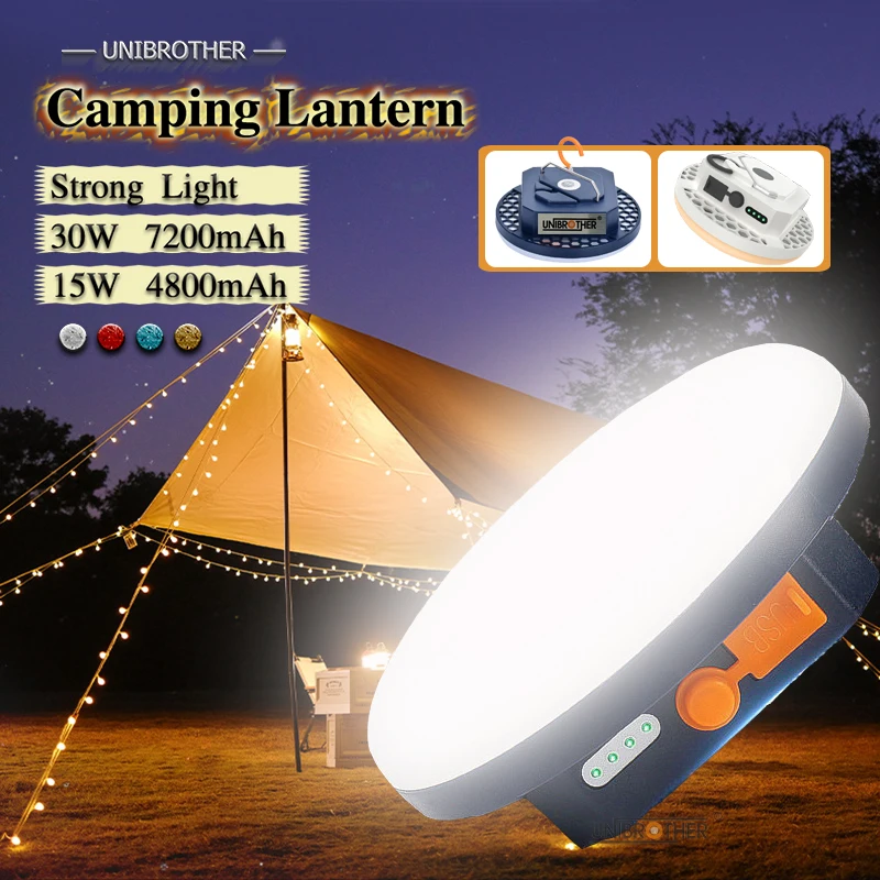 Camping Lamp Portable Rechargeable Strong Light LED Bulb Emergency High Power Tent Lighting Flashlight Equipment