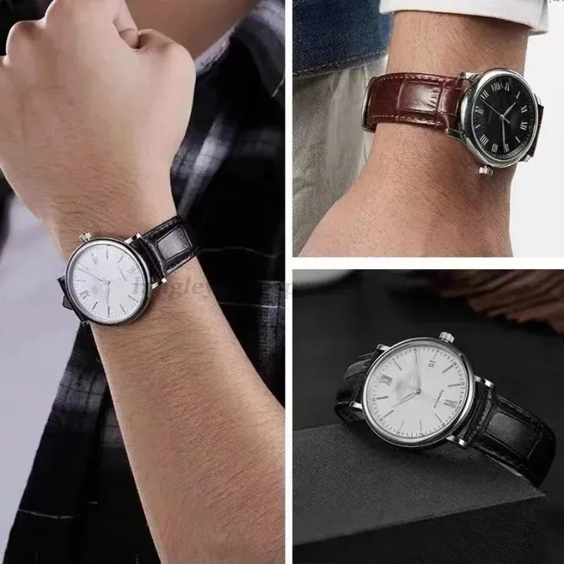 Elegant Genuine Leather Watch Band with Butterfly Clasp - Premium Replacement Bracelet in Elegant Gift Box