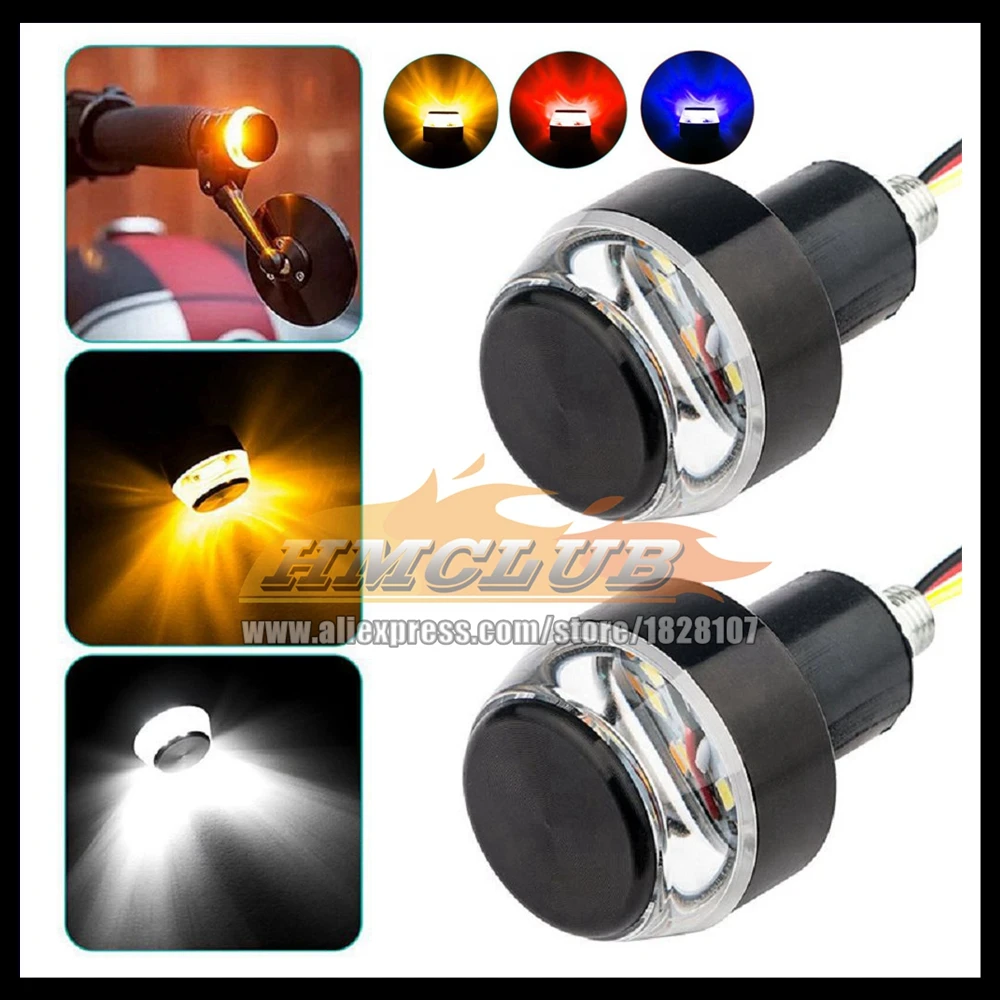 12V 3Color Motorcycle LED Handlebar End Turn Signal Light White