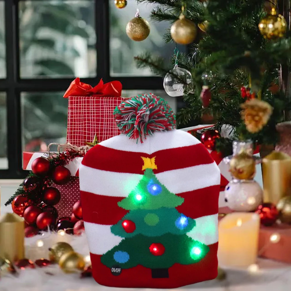 Bonnet de Noël avec LED, chapeau lumineux, pull, fournitures de