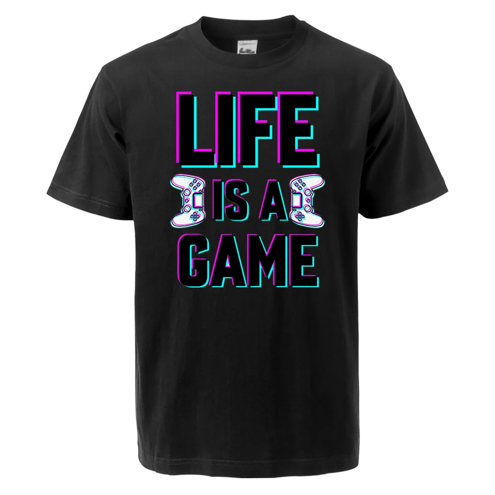 

Футболка мужская с принтом из игры Life Is A Game Vaporwave, повседневная крутая уличная одежда в стиле Харадзюку, повседневная одежда с короткими рукавами, Новинка лета 2024