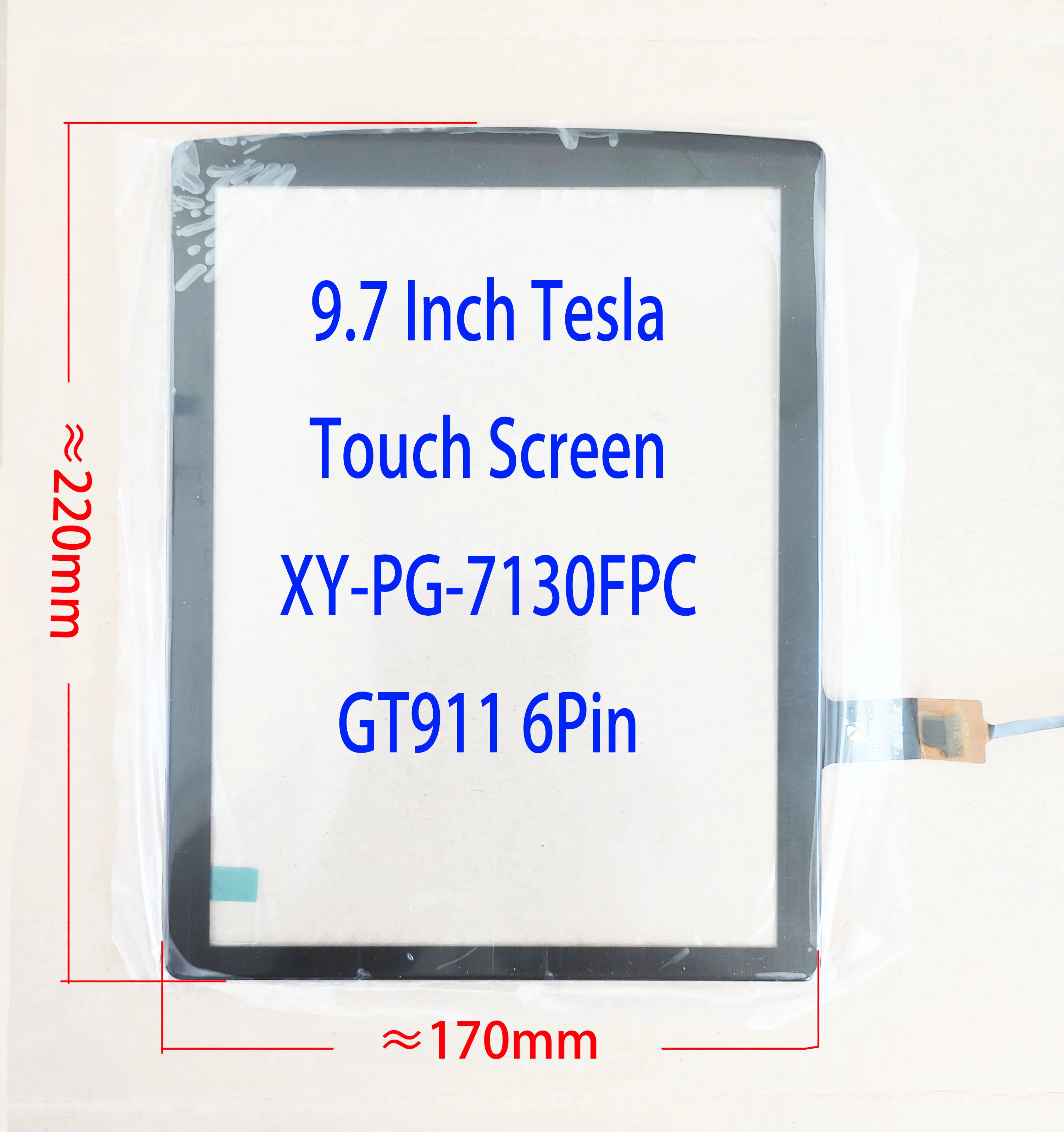 Sensor Capacitivo do Digitador da Tela de Toque de Polegada Tesla para o Rádio 220*170 mm 6pin Gt911 Xy-pg97130-fpc Hlc1691 Zb097gs0416a 9.