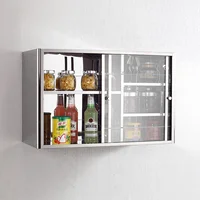 Popular stainless steel wall mounted kitchen  glass door cabinet 2