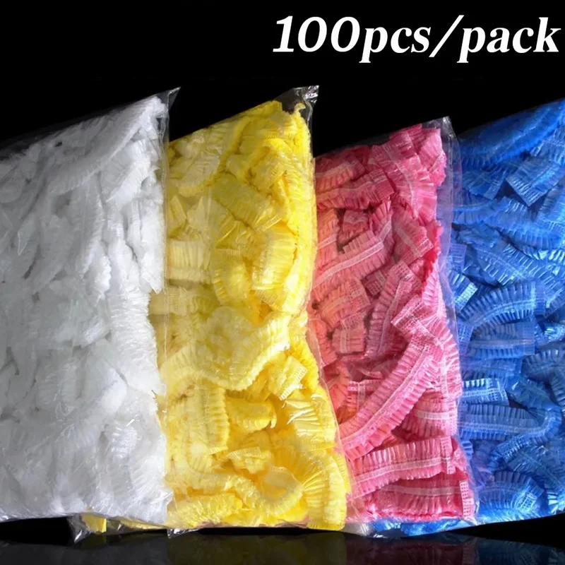 100 Pz/Pacco Cuffia Per Doccia Monouso Cuffia Per Doccia Hoed Helder Spa Kapsalon Cuffia Per Capelli Monouso Hotel Badkamer Cappello Da Bagno Elastico