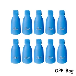 Colorful Acrylic Nail Art Soak Off Cap Clips - 10-Piece Set for Manicure and UV Gel Polish Removal (Blue)