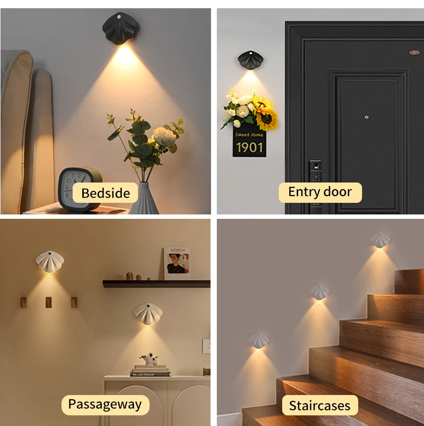 Auto Motion Sensor Night Light-Unique Design, Magnetic Mount, 3 Light Colors, USB-C Charging For Bedroom Mini Bedside Lamps